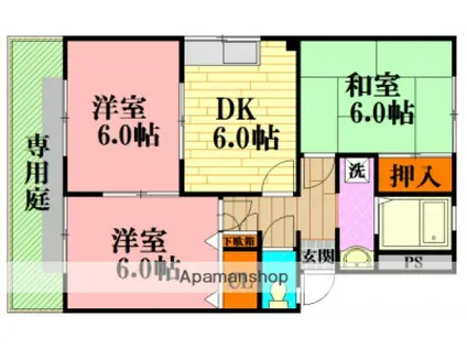 パストラルハイムB館(3DK/1階)の間取り写真