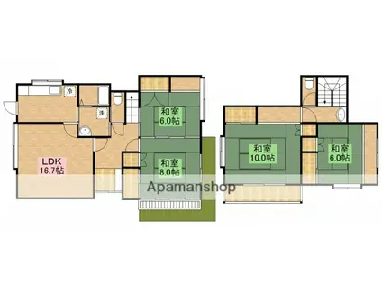 山陽本線 安芸中野駅 徒歩14分 2階建 築39年(4LDK)の間取り写真