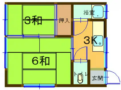 第5川吉荘(1K/2階)の間取り写真