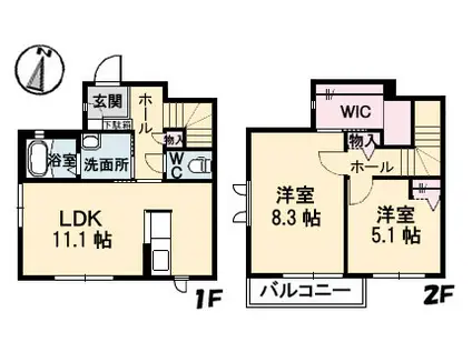 マグノリア B棟(2LDK/1階)の間取り写真