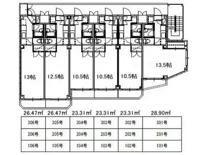 ヒルヴィスタ(ワンルーム/1階)の間取り写真