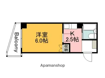 セイント安芸(1K/4階)の間取り写真