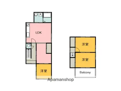 可部線 河戸帆待川駅 徒歩17分 2階建 築48年(3LDK)の間取り写真