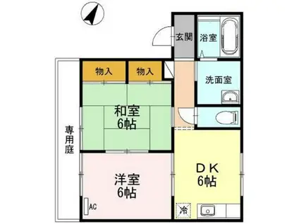 プレジール倉本A棟(2DK/1階)の間取り写真