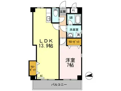 U-FLATS(1LDK/3階)の間取り写真