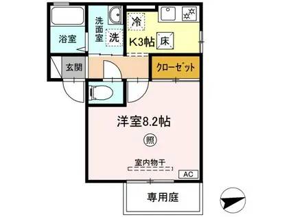 パラッツオⅢ(1K/1階)の間取り写真