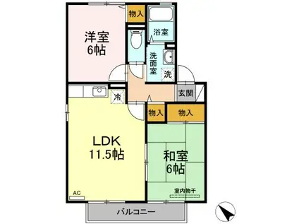 ルミエール小林(2LDK/2階)の間取り写真