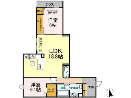 T-5FLAT(2LDK/1階)の間取り写真