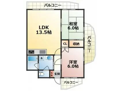 二勝BLDG8(2LDK/4階)の間取り写真