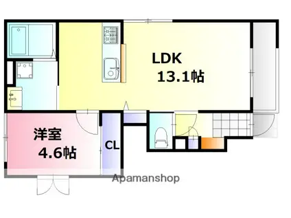 レジデンスM・S(1LDK/1階)の間取り写真