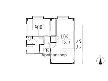 ハイムケン壱番館(1LDK/2階)の間取り写真