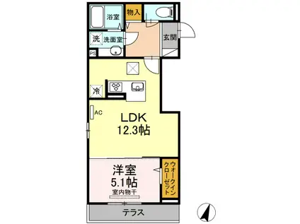 D-ROOMせのやII(1LDK/1階)の間取り写真