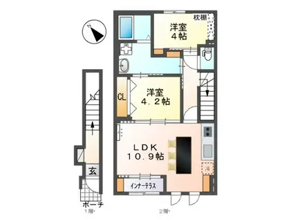 パートリア宮内(2LDK/2階)の間取り写真