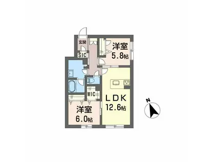 メゾンドノアール(2LDK/1階)の間取り写真