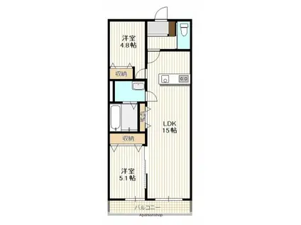 アマゾン・リリー(2LDK/3階)の間取り写真