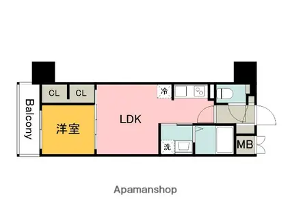 S-RESIDENCE観音公園ALORIA(1LDK/13階)の間取り写真