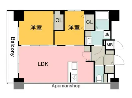 S-RESIDENCE鶴見町ALTANO(2LDK/12階)の間取り写真