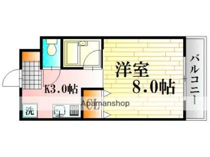 ルーエ祇園(1K/2階)の間取り写真