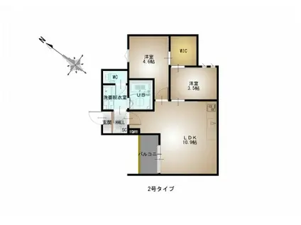 REGALEST PEACH牛田南(2LDK/1階)の間取り写真