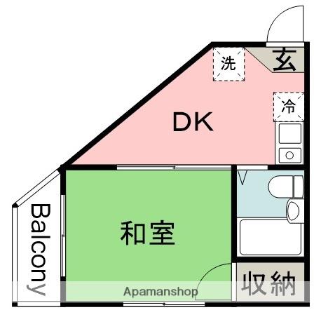 OKAMUNEBLD(1DK/2階)の間取り写真