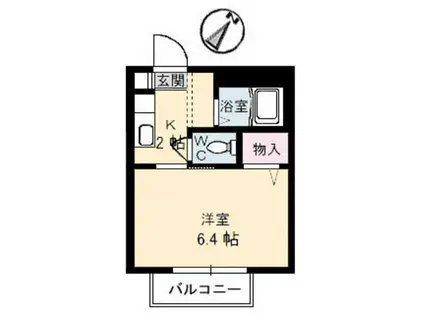 フローラル舟入南(ワンルーム/2階)の間取り写真