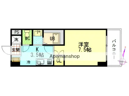 アトラクティブハイム(1K/6階)の間取り写真