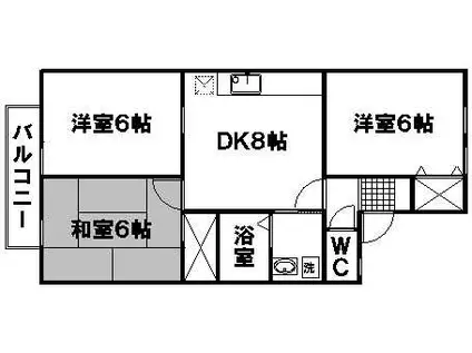 ディアコート八幡(3DK/1階)の間取り写真