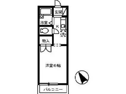 ヴァンセーヌ今村A棟(1K/2階)の間取り写真