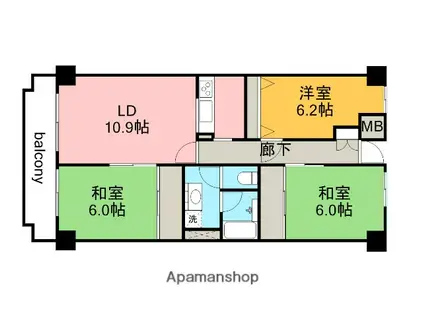 ソフィアコート井口台(3LDK/5階)の間取り写真