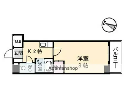 グランドール宮の町(1K/2階)の間取り写真