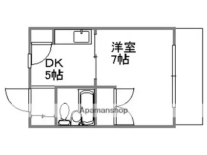 KENSEI8 旧第3山肩ビル(1DK/4階)の間取り写真