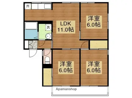 セジュールMINA F棟(3LDK/2階)の間取り写真
