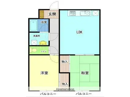 セレニティーⅠ(2LDK/1階)の間取り写真