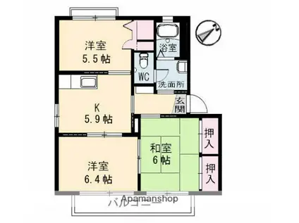 シャーメゾンマルニ(3K/1階)の間取り写真