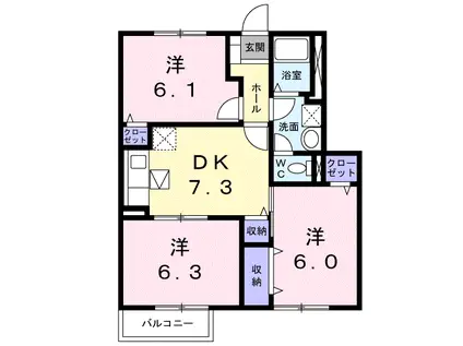 青空館C(3DK/1階)の間取り写真