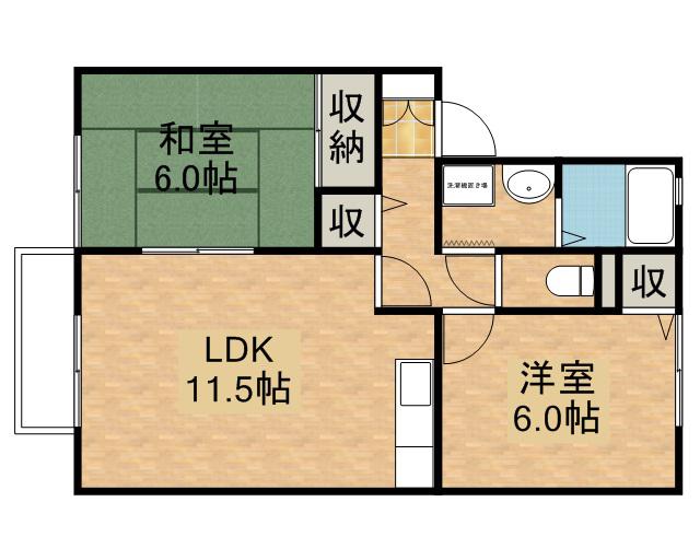 セジュールきっかわ(2LDK/1階)の間取り写真