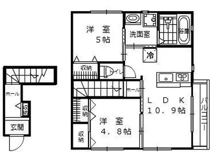 EーMAⅢ(2LDK/2階)の間取り写真