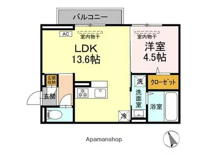 セジュールST A棟(1LDK/2階)の間取り写真