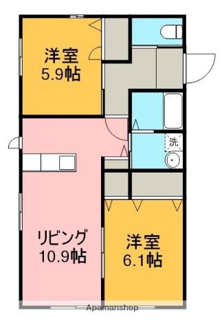 レトア黒瀬Ⅰ(2LDK/1階)の間取り写真