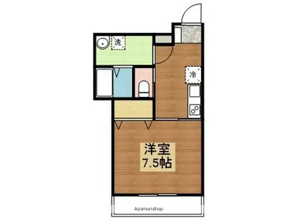 ピーエス黒瀬(1K/2階)の間取り写真