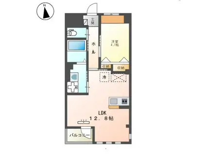 アリエス八本松(1LDK/3階)の間取り写真