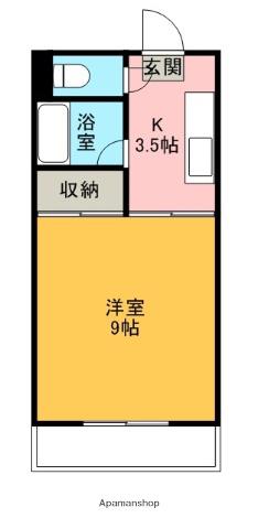 ウエストA(1K/3階)の間取り写真