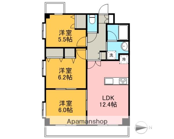 ヴァントゥールベルジェ(3LDK/7階)の間取り写真