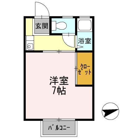 パークハウスB棟(1K/2階)の間取り写真