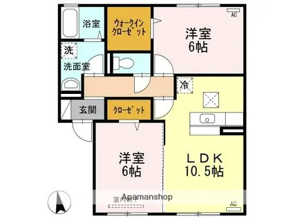 アークパレ B棟(2LDK/1階)の間取り写真