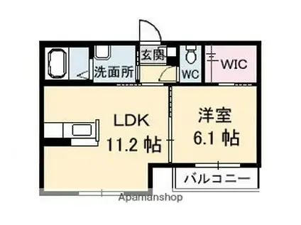 シャルム ナイトウ B棟(1LDK/2階)の間取り写真