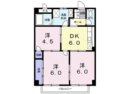 メゾンアベニ-ル(3DK/2階)の間取り写真