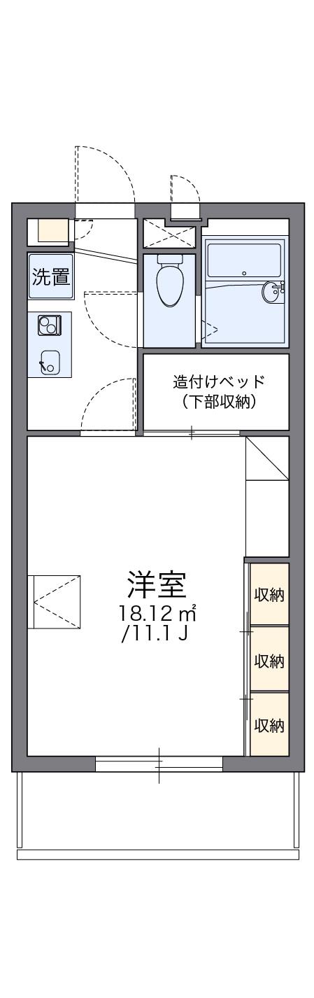 レオパレスグランドゥール(1K/2階)の間取り写真