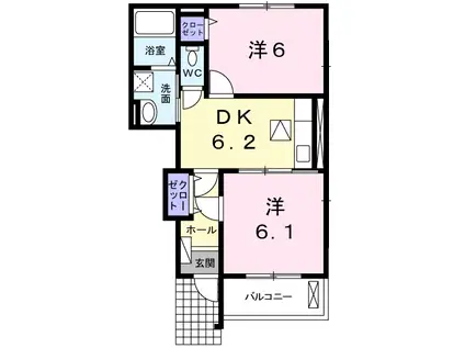 アプリコットA(2DK/1階)の間取り写真