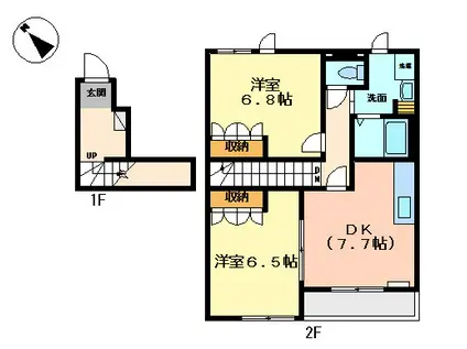 パインハウス寺家(2DK/2階)の間取り写真